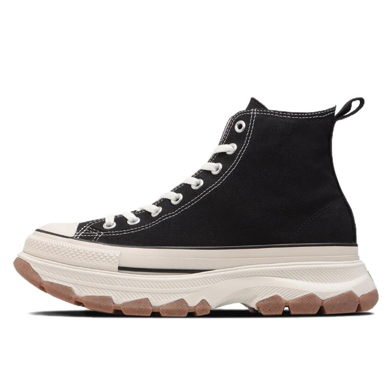 Converse All Star Men Women Canvas Sneakers, Black High Top Lace Up Shoes, Chunky Platform Gum Rubber Sole Street Style Casual Walking Board Shoes - view 4