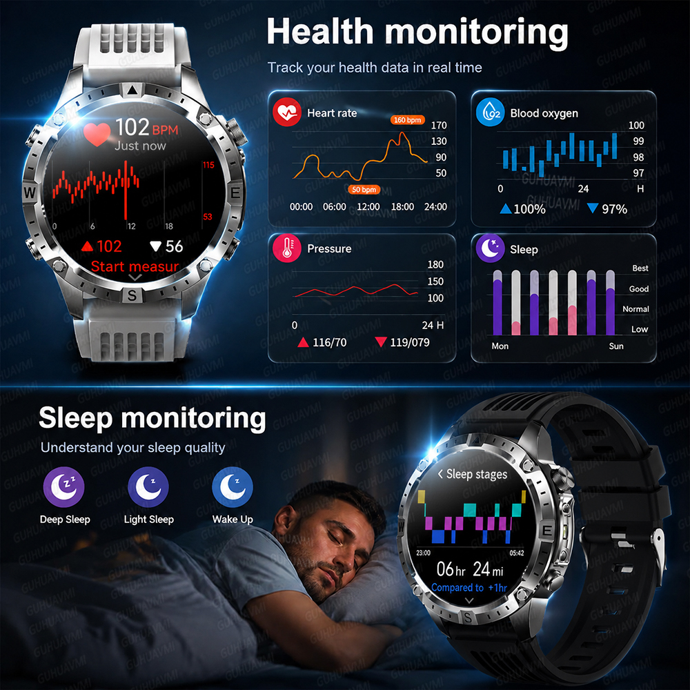2026 New Outdoor Sports Smart Watch Built-in GPS Offline Map 10ATM Waterproof Swim Run Compass Altimeter Men Smartwatch 26Y0828 - view 7