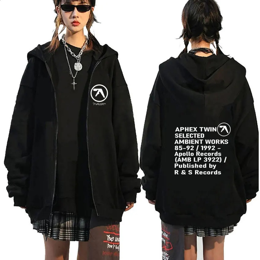 Aphex Twin Graphic Zipper Hoodie Men Women Casual Vintage Zip Up Hoodies Male Fashion Gothic Jacket Coat Oversized Streetwear 260828 - view 3