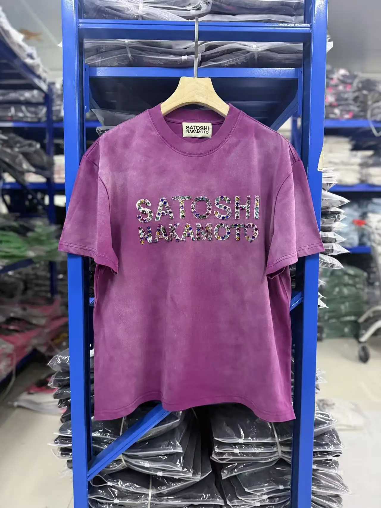 New Colors Satoshi Nakamoto Cotton Fabric Beading Details Short Sleeve Top Men Women Loose T-shirt High Quality Tees X260827 - view 3