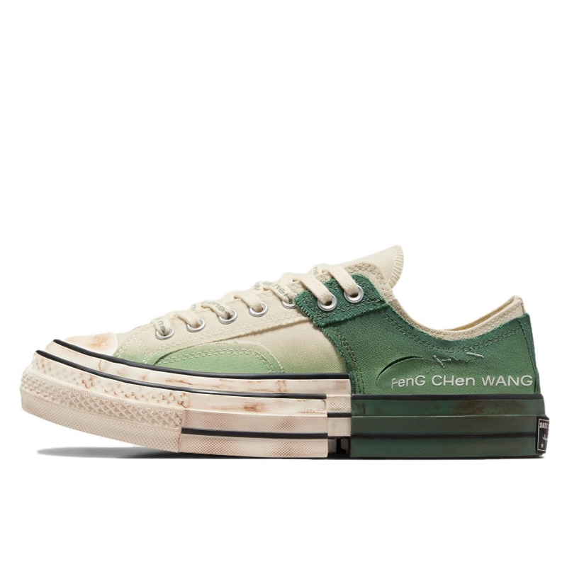 Feng Chen Wang x Converse DeconstructionSeries Lace Up Color Block Low Top CanvasShoes Beige Green - view 3