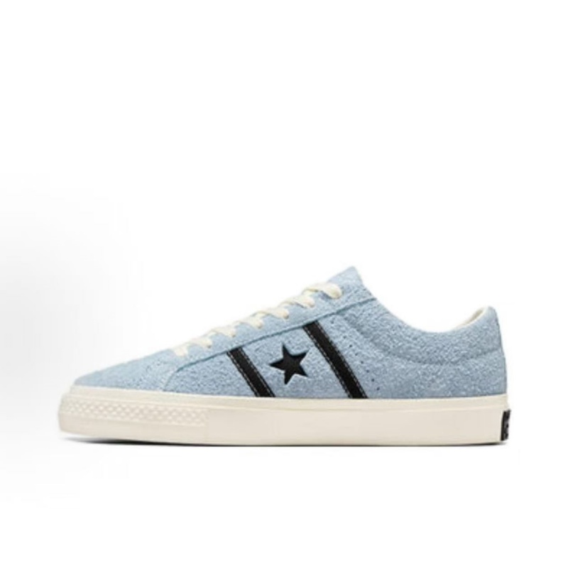 Converse One Star Men Women Leather Sneakers, Black White Low Top Lace Up Shoes, Vintage Off White Rubber Sole Street Style Casual Walking Board Shoes - view 8