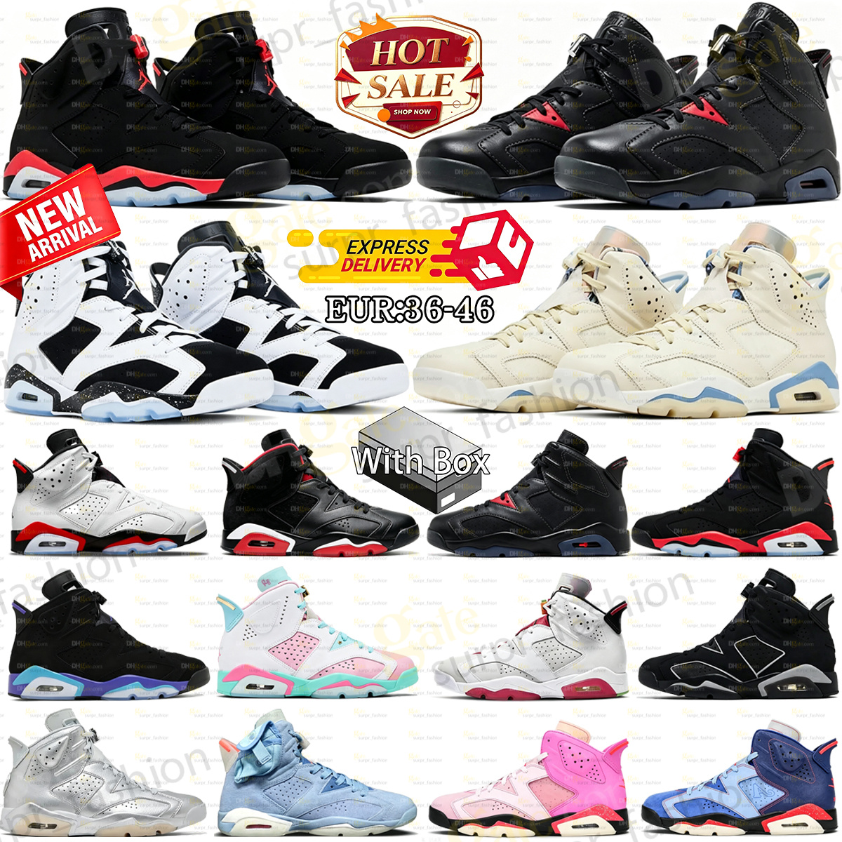 Con Box 6S 6 Scarpe Da Basket Da Donna Per Uomo Reverse Oreo Nero Bin23 Infrare…