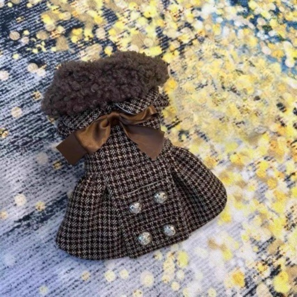 Petiontol Pet Autumn Winter Checkered Princess Dress Teddy Cat Woolen Coat Cute Tank Top Skirt Dog For Small Dogs Puppy Clothes - view 3