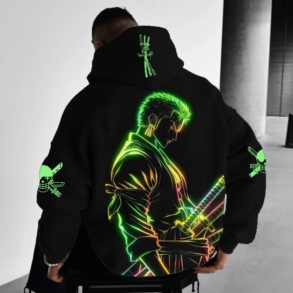 ONE PIECE Men's Hoodie Sweater Roronoa Zoro Japanese Anime Spring and Autumn Punk Boy Children's Long Sleeve Parent-Child Wear - view 4