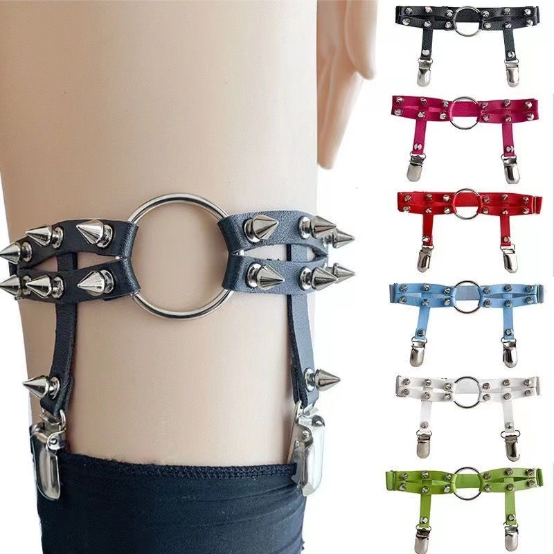 garter belt leather sexy rivet thigh straps punk adjustabl