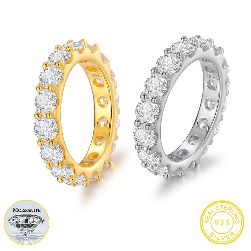 Unisex Sterling Silver 925 Moissanite Rings High Quality Classic Style Natural Stone Jewelry for Men Wedding and Party - view 3