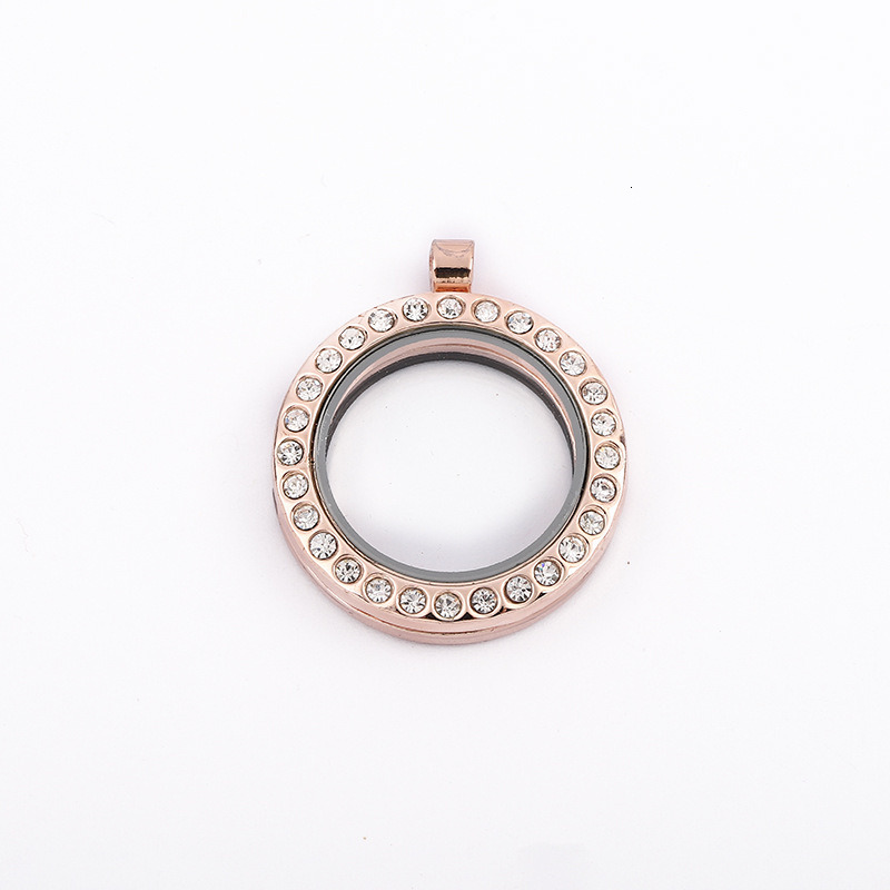 DIYFloating locker 30mm glass frame pendant with diamond inlaid circular smooth surface picture box - view 4