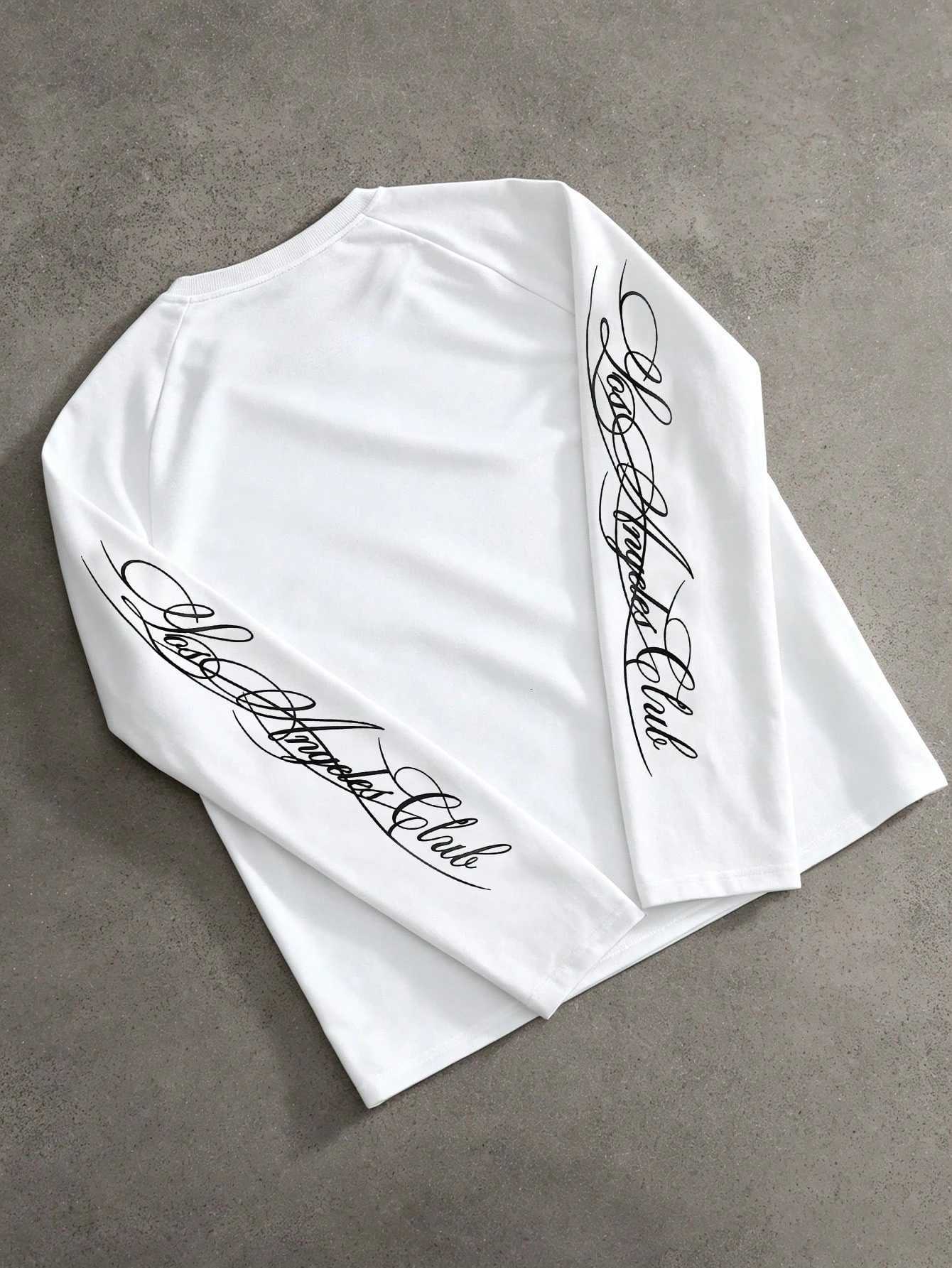 West Coast Streetwear Black Raglan Long Sleeve Tee Big Cursive Print On Both Sleeves Crew Neck Top X260827 - view 5