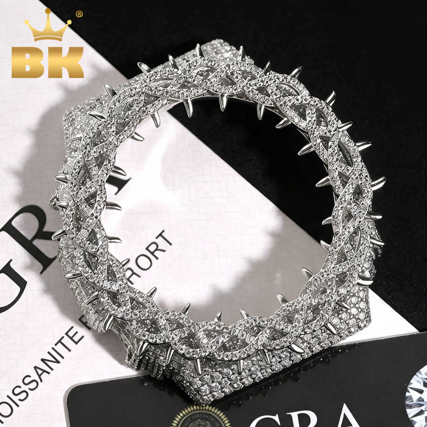 Out KING THE BLING BaRBed Wire Spiked Moissanite Mod Bezel Replacement Case Compatible with GA2100 HipHop AccESSory D260828