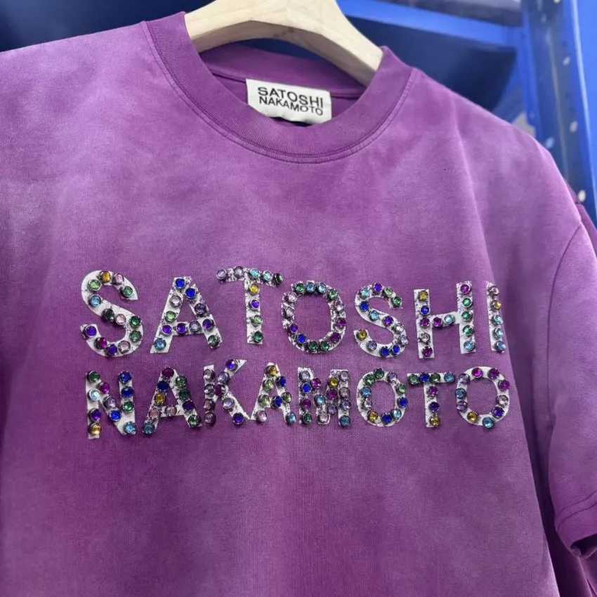 New Colors Satoshi Nakamoto Cotton Fabric Beading Details Short Sleeve Top Men Women Loose T-shirt High Quality Tees X260827