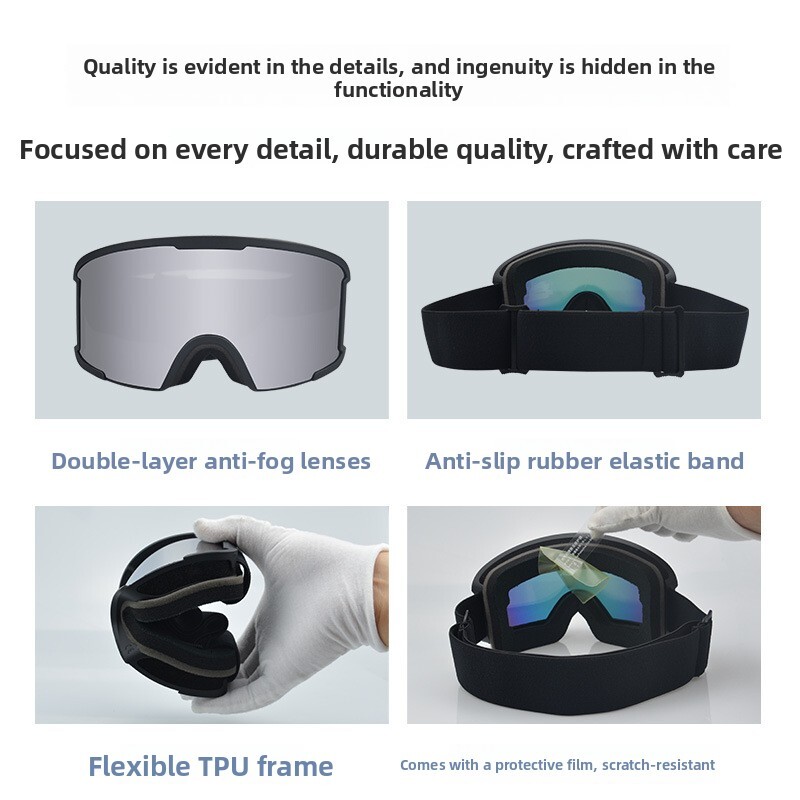 New goggles with double-layer anti-fog, wide field of view, cylindrical high-definition ski glasses, and mountaineering protective eyewear - view 4