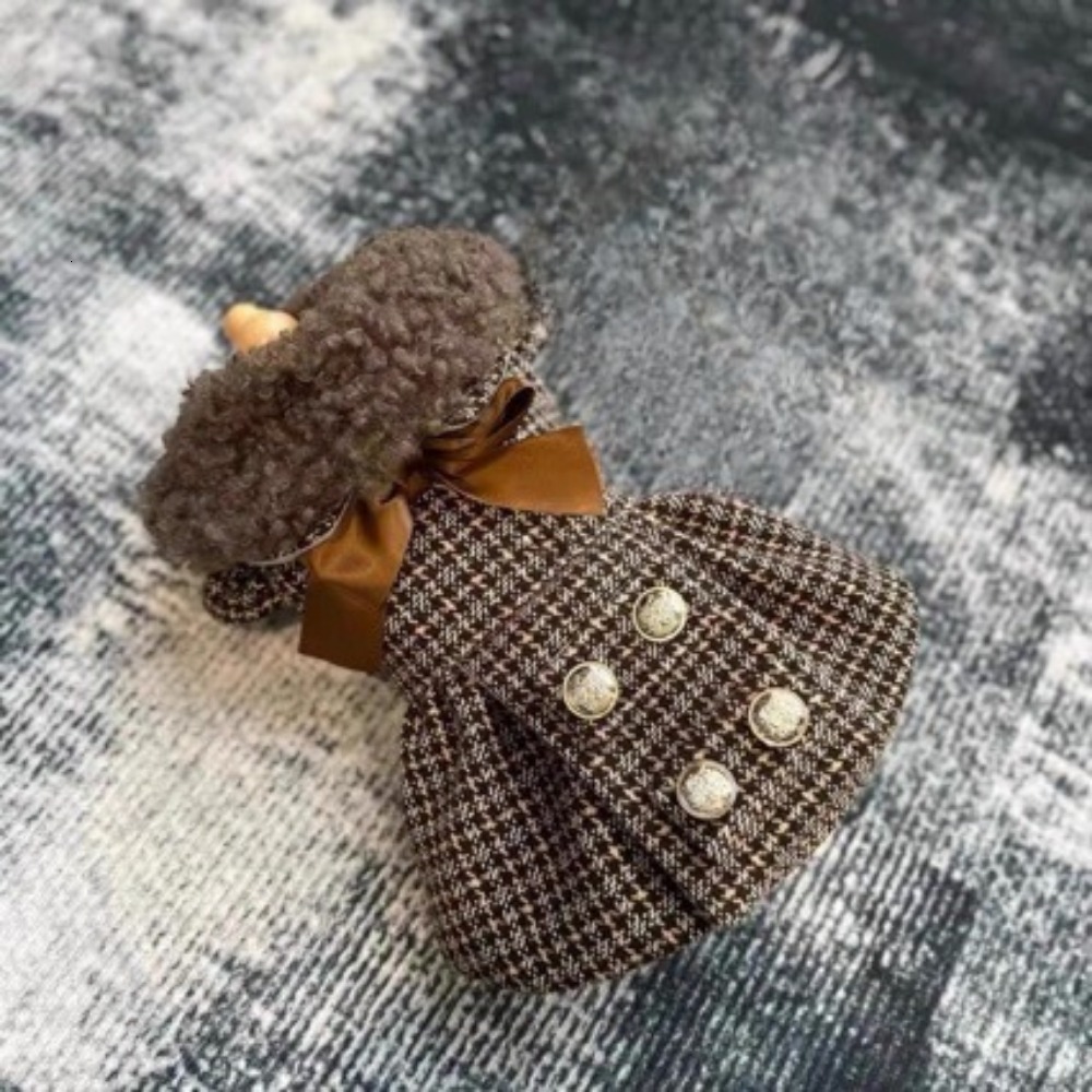 Petiontol Pet Autumn Winter Checkered Princess Dress Teddy Cat Woolen Coat Cute Tank Top Skirt Dog For Small Dogs Puppy Clothes - view 5