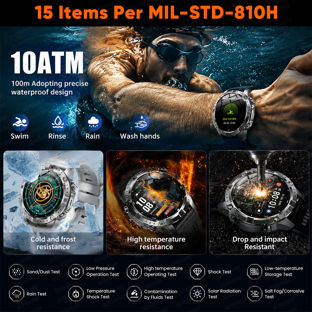 2026 New Outdoor Sports Smart Watch Built-in GPS Offline Map 10ATM Waterproof Swim Run Compass Altimeter Men Smartwatch 26Y0828 - view 5