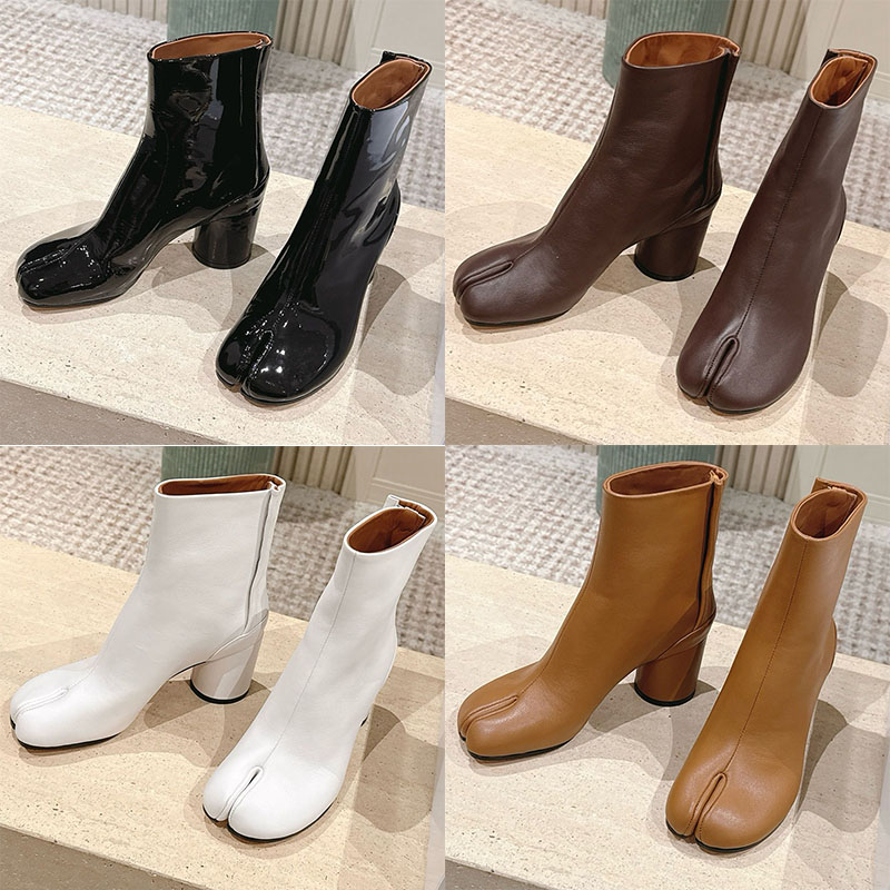 Stivaletti Tabi Designer Donna Stivali Con Zoccolo Di Maiale In Pelle Laccata S…