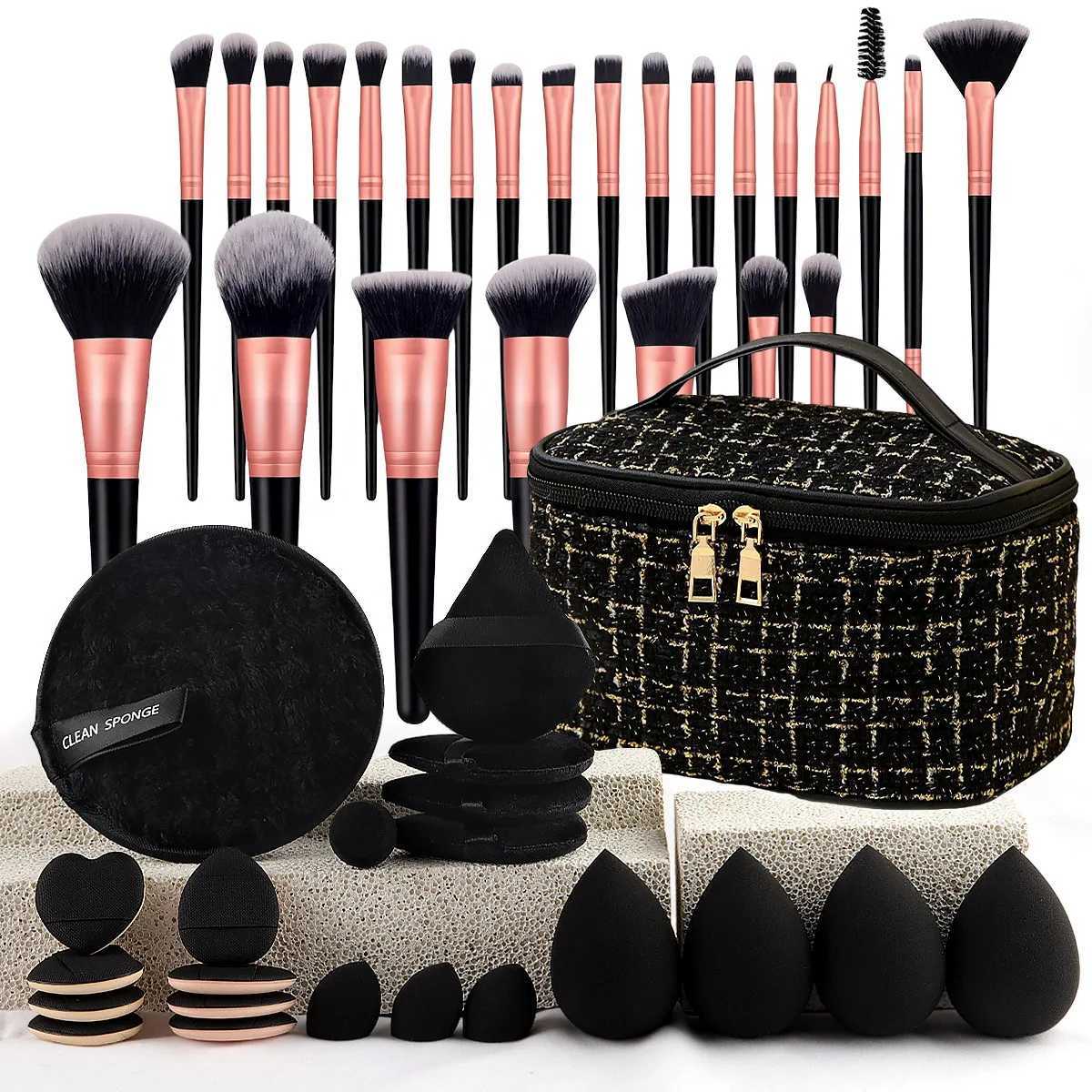 Professional Makeup Brushes Set with Sponges Kit for Foundation Eyeshadow Highlighter Blush Concealer Powder Cosmetic Tools Z260827