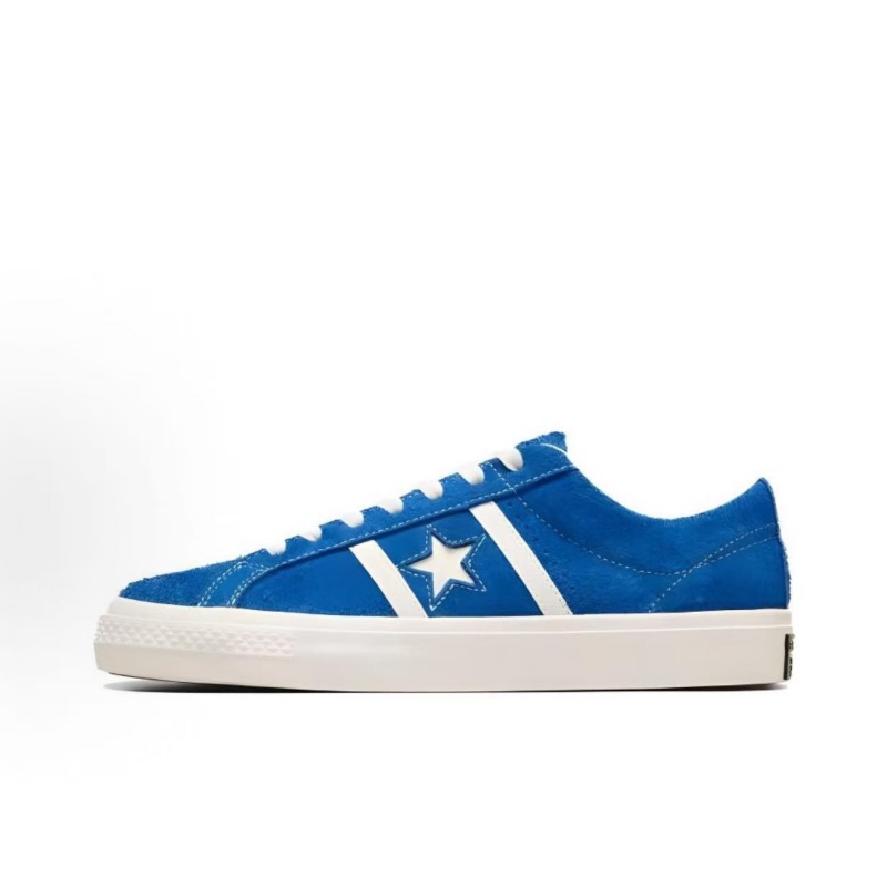 Converse One Star Men Women Leather Sneakers, Black White Low Top Lace Up Shoes, Vintage Off White Rubber Sole Street Style Casual Walking Board Shoes - view 9