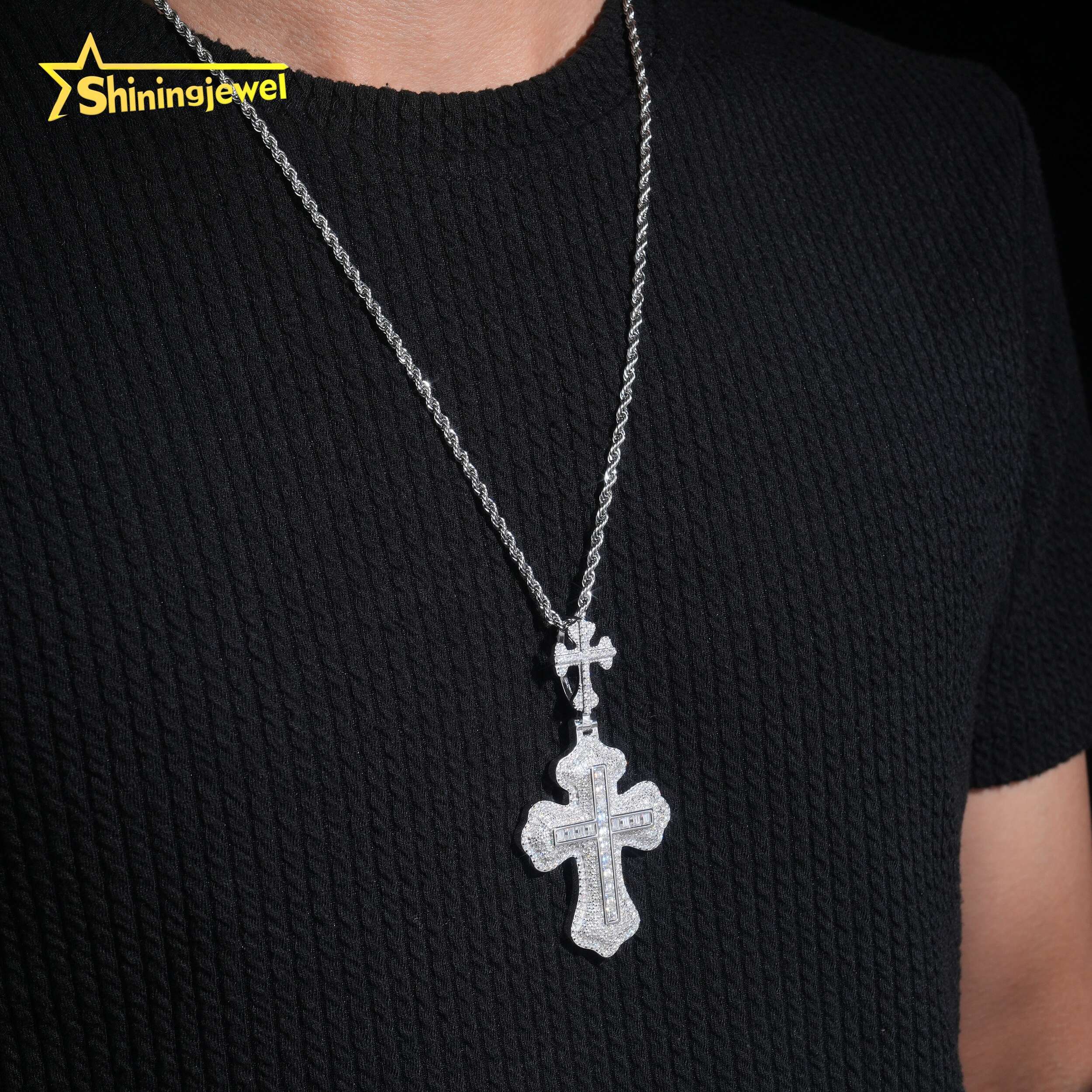 New Iced Out Hip Hop Pendant 925 Silver VVS Moissanite Cross Pendant GRA High Quality Custom Pendant Moissanite Fine Jewelry - view 7