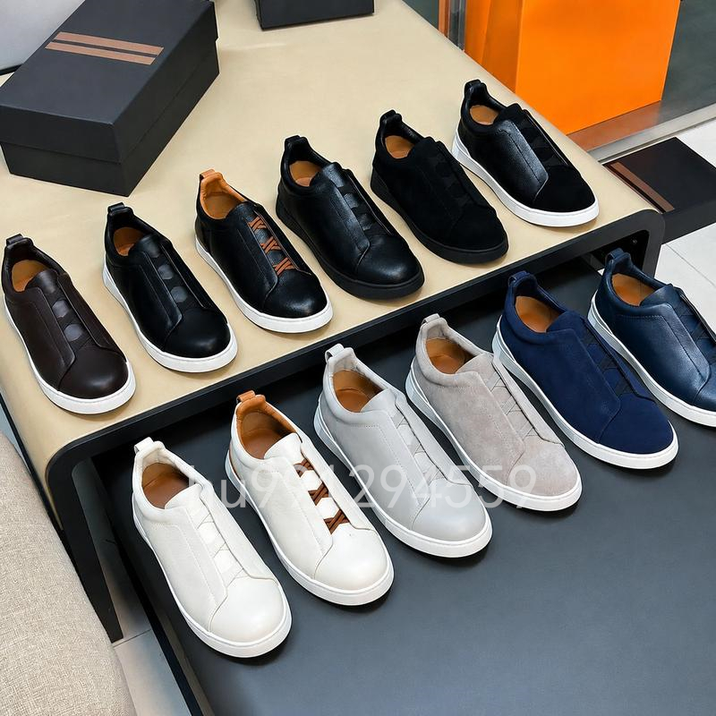 Alta QualitÃ Ermenegildos Secondskin Vera Pelle Trainer Stitch Casual Uomo Donn…