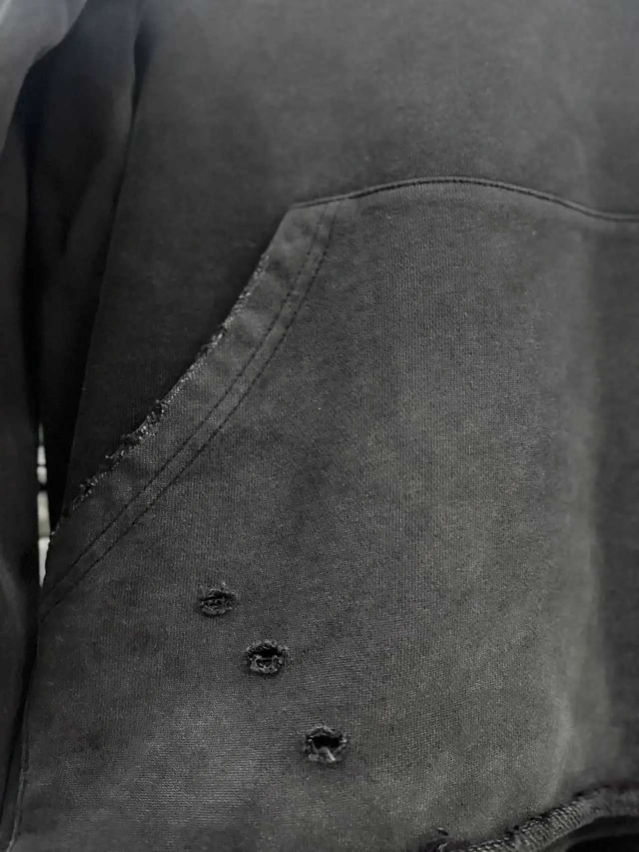 2026 Autumn Winter SATOSHI NAKAMOTO Black Washed Button-Down Decorated Hooded Cotton Loose Men Women Pullover Sweatshirt X260828 - view 7