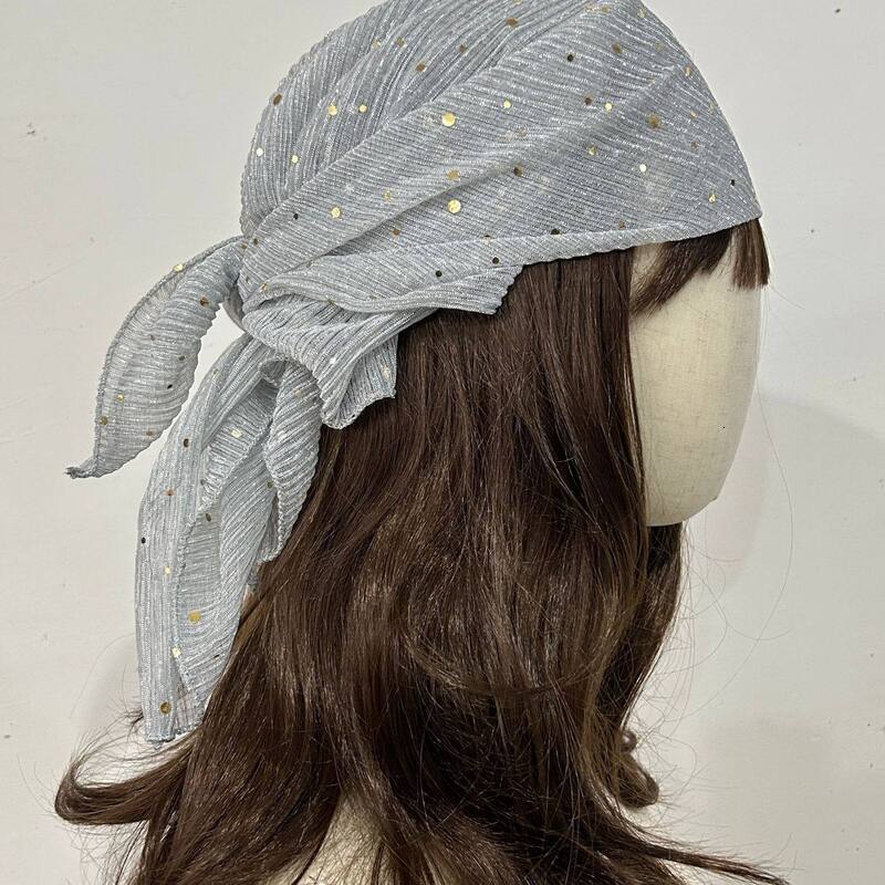 Women Elastic Gold Foil Dot Head Scarf Turban Hat Bohemian Knot Tie Back Head Wrap Hair Accessories for Daily Party - view 3