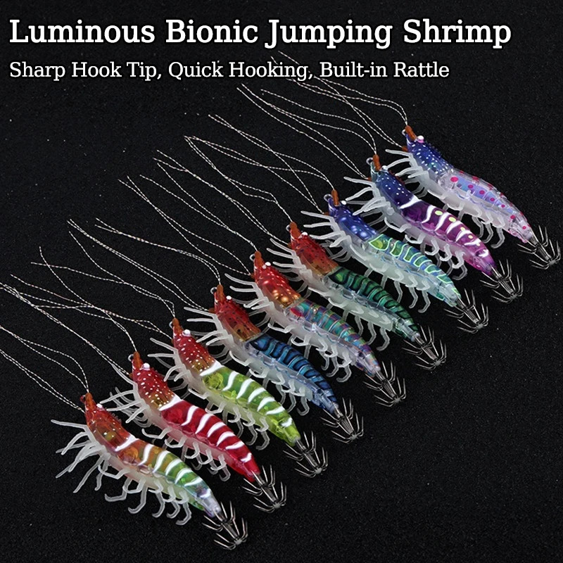 8910cm Luminous Squid Jigs Shrimp Bait Artificial Cuttlefish Squid Hook Fishing Lures Horizontal Egi Shrimp Jig Baits 260828 - view 6