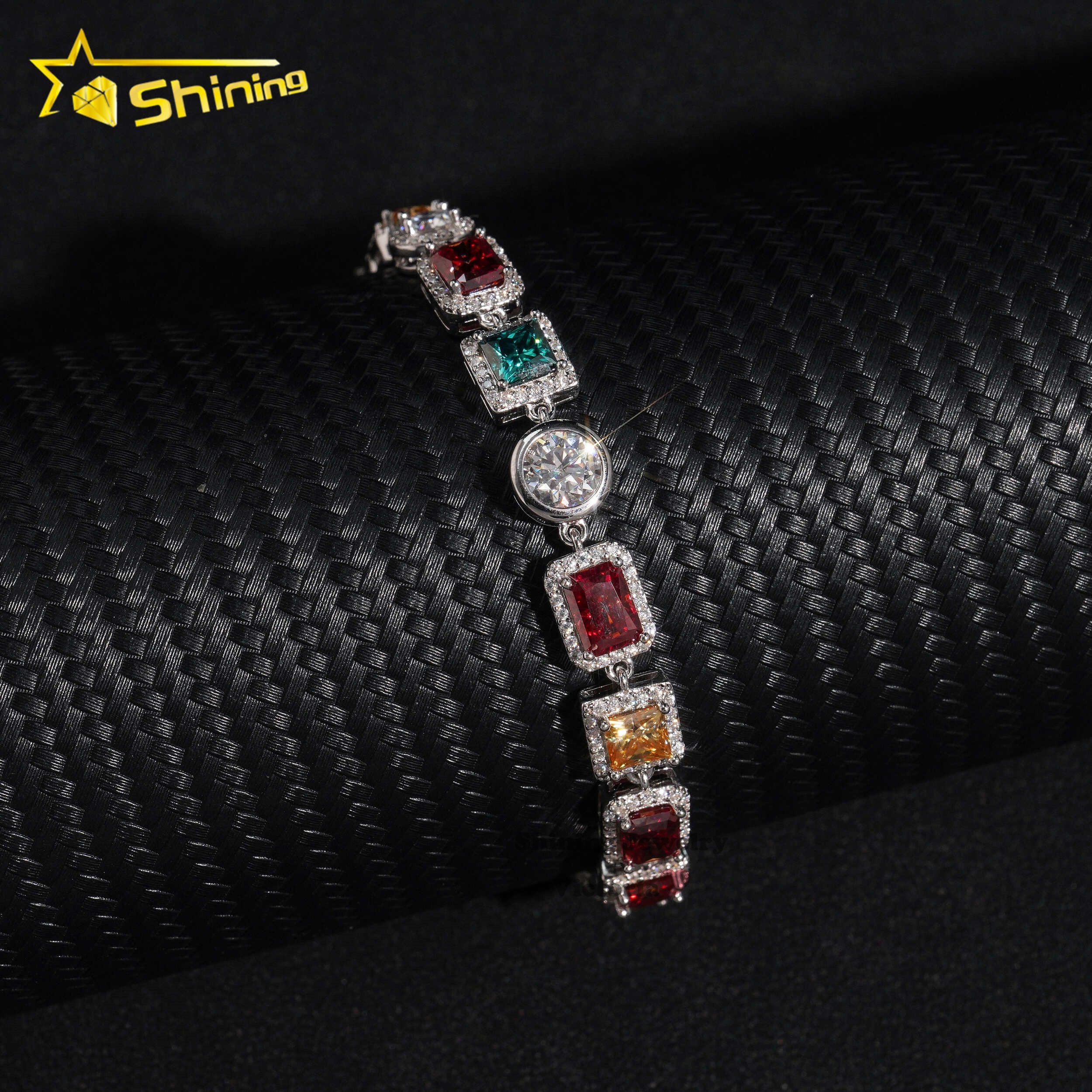 Luxurious Fine Party Jewelry 925 Sterling Silver VVS Moissanite Diamond Cluster Tennis Chain Bracelet - view 4