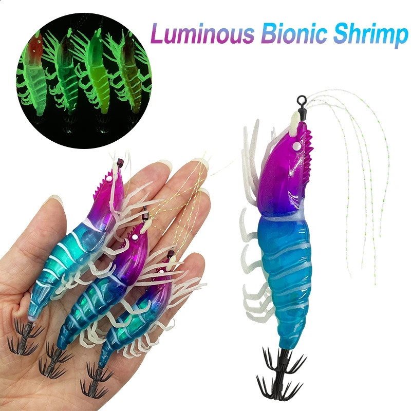 8910cm Luminous Squid Jigs Shrimp Bait Artificial Cuttlefish Squid Hook Fishing Lures Horizontal Egi Shrimp Jig Baits 260828 - view 7