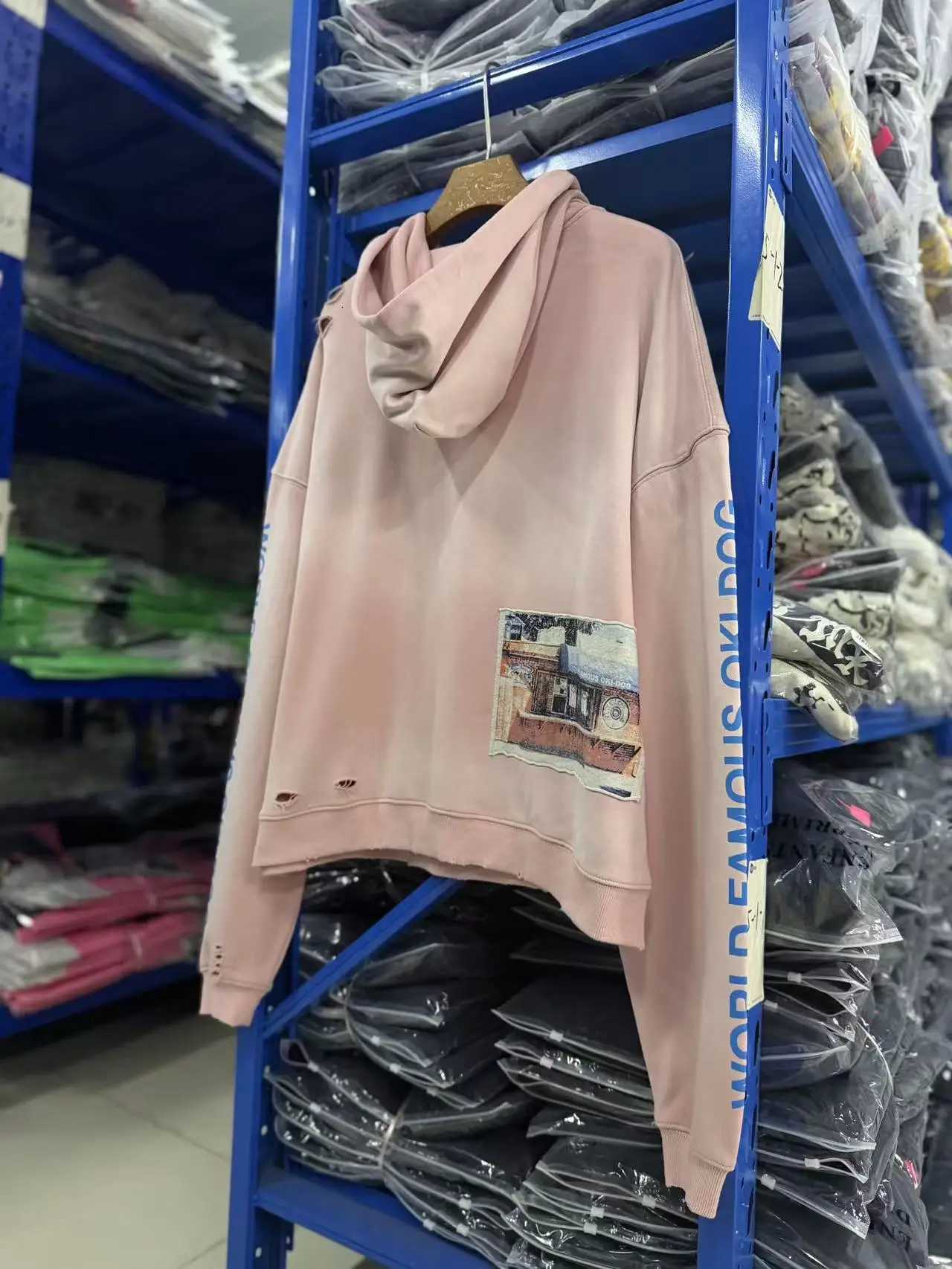 Oversized Autumn Winter Long Sleeve Hole Printed Pullover Cotton Loose Pink Men Women Long-Sleeved Hoodie X260828 - view 4