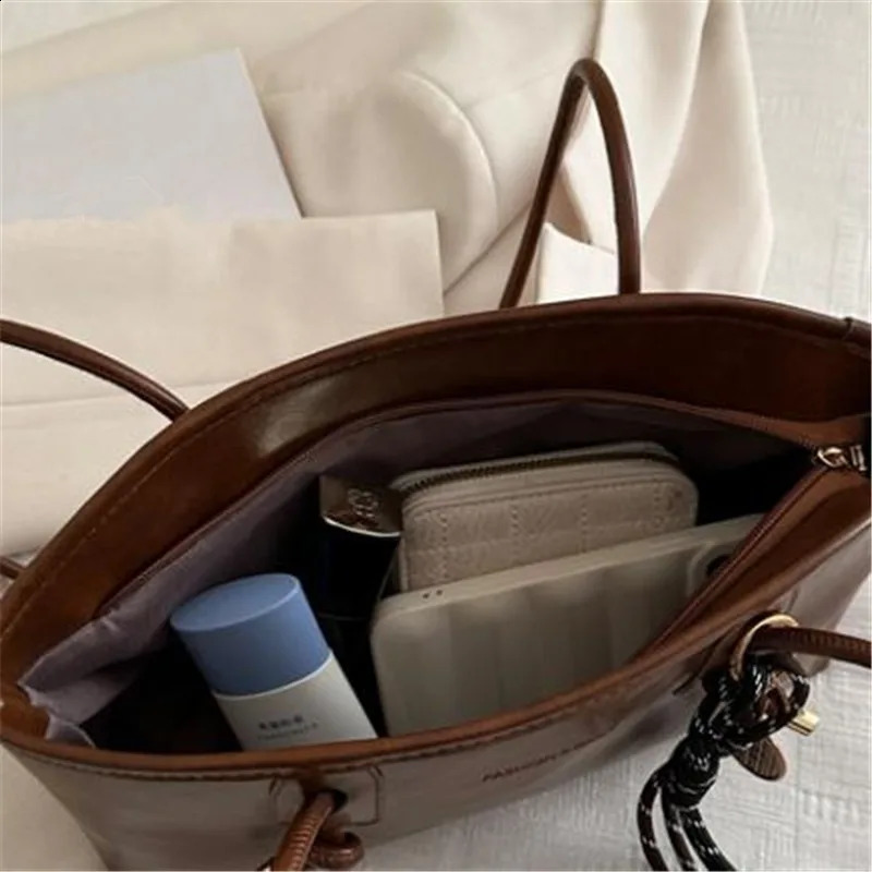 Vintage Faux Leather Long Strap Underarm Bags Solid Women Small Handbag Purse Casual Daily Tote Shoulder Bag with Decor Pendant 260901 - view 6