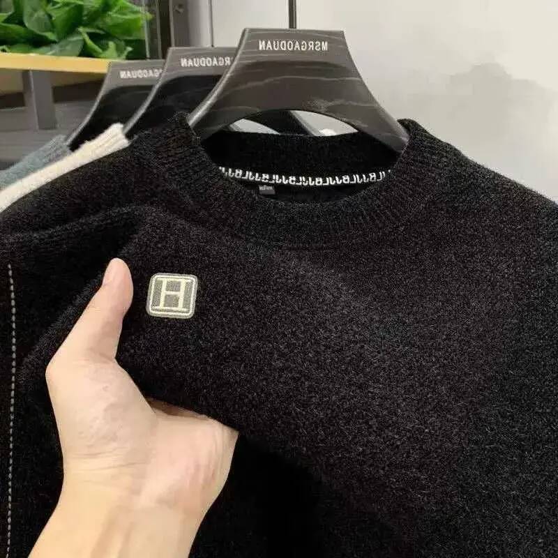 Winter AllinOne Crew Neck Mens Thickened Fleece Warm Clothes Chenier Knitted Sweater Pullover Bottom Shirt 2272 - view 5