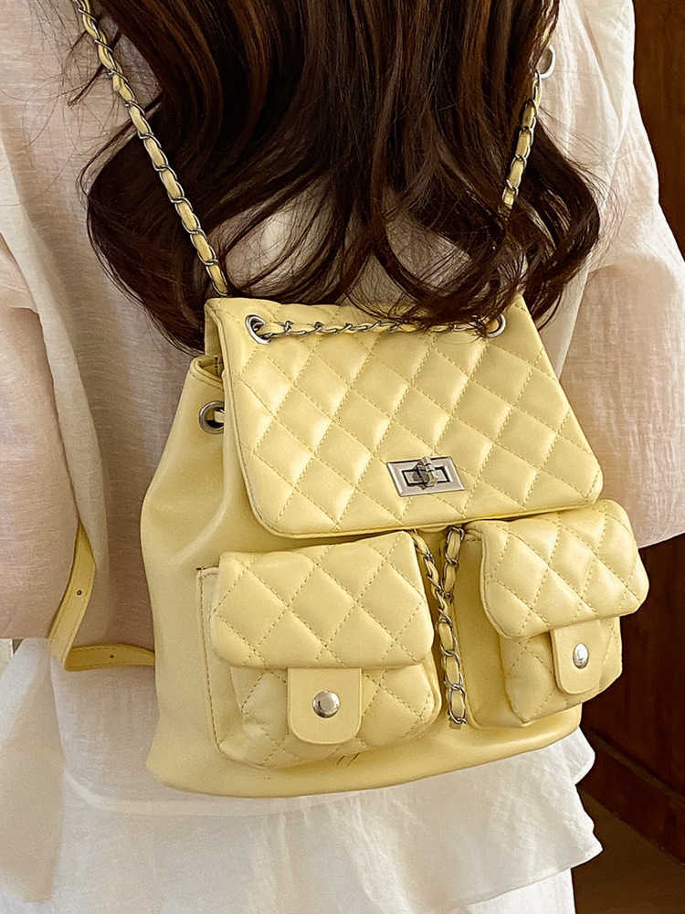 Diamond shaped double shoulder bag suitable daily commuting with versatile chain strap perfect outdoor travel and a small schoolbag for outings T26082 - view 5