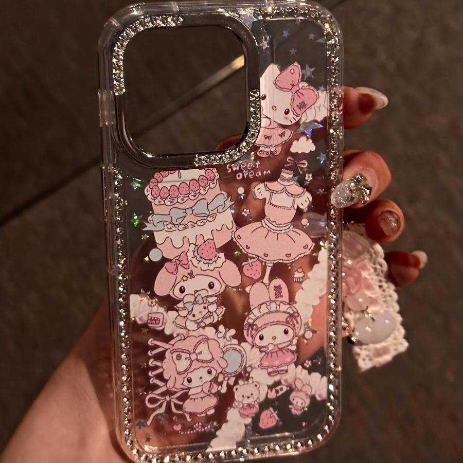 My Melody Sanrio Phone Case Pink Lace Heart Charm Rhinestone Frame And Star Design Compatible With Iphone 17 16 Pro Max 15 14 Plus 13 12 - view 5