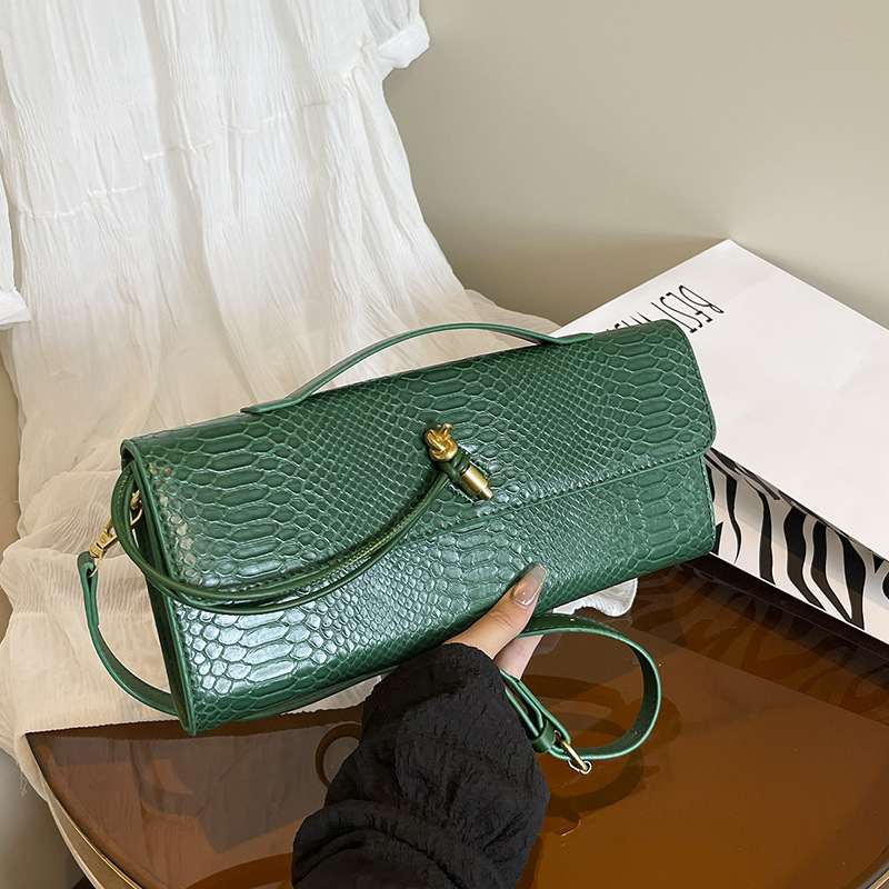 2026 Cross-Border Best-Seller Snake Pattern Clutch Accordion Horizontal Style, Light Luxury Small Square Bag, Handheld Shoulder Crossbody Evening Bag  - view 3