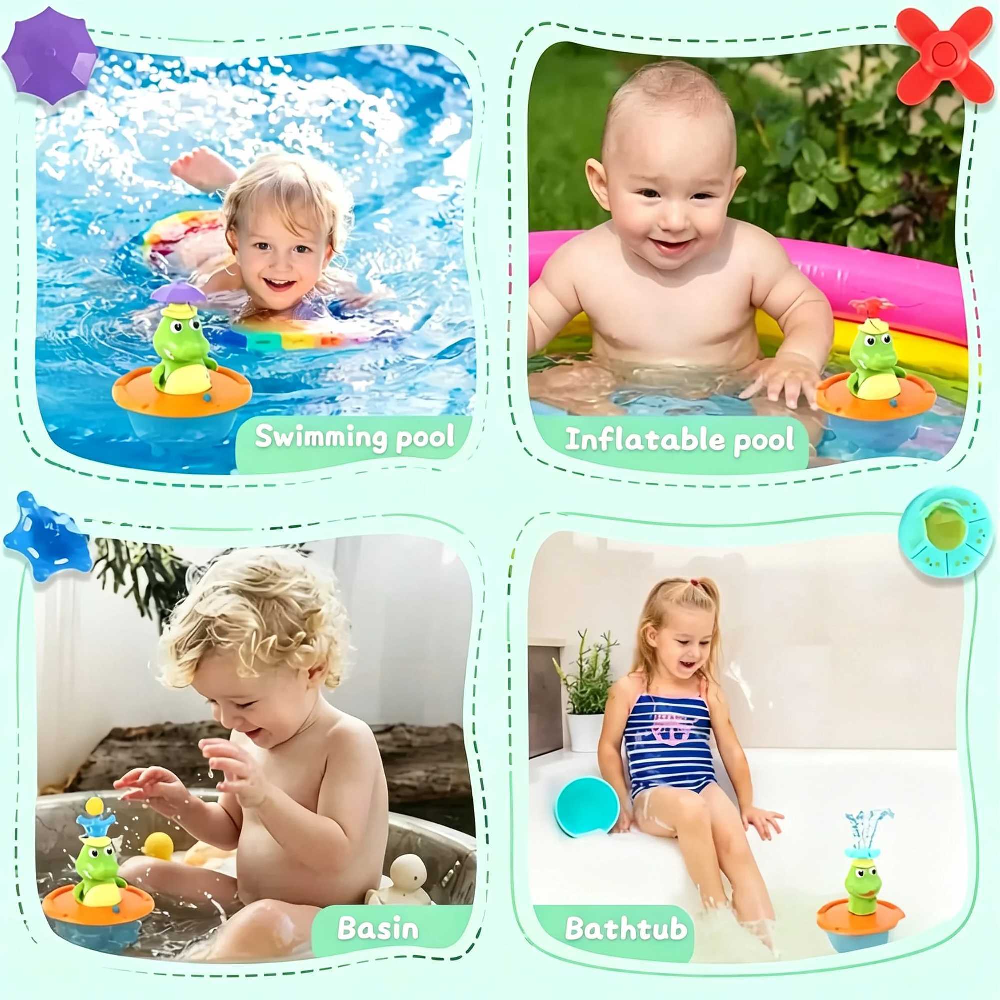 Baby Bath Toys Perfect for Bathtub Fun Pool Sprays - 6 Pcs Water Jet Style Cute Crocodile Shape Infant Ideal Holiday GiftC260829 - view 7