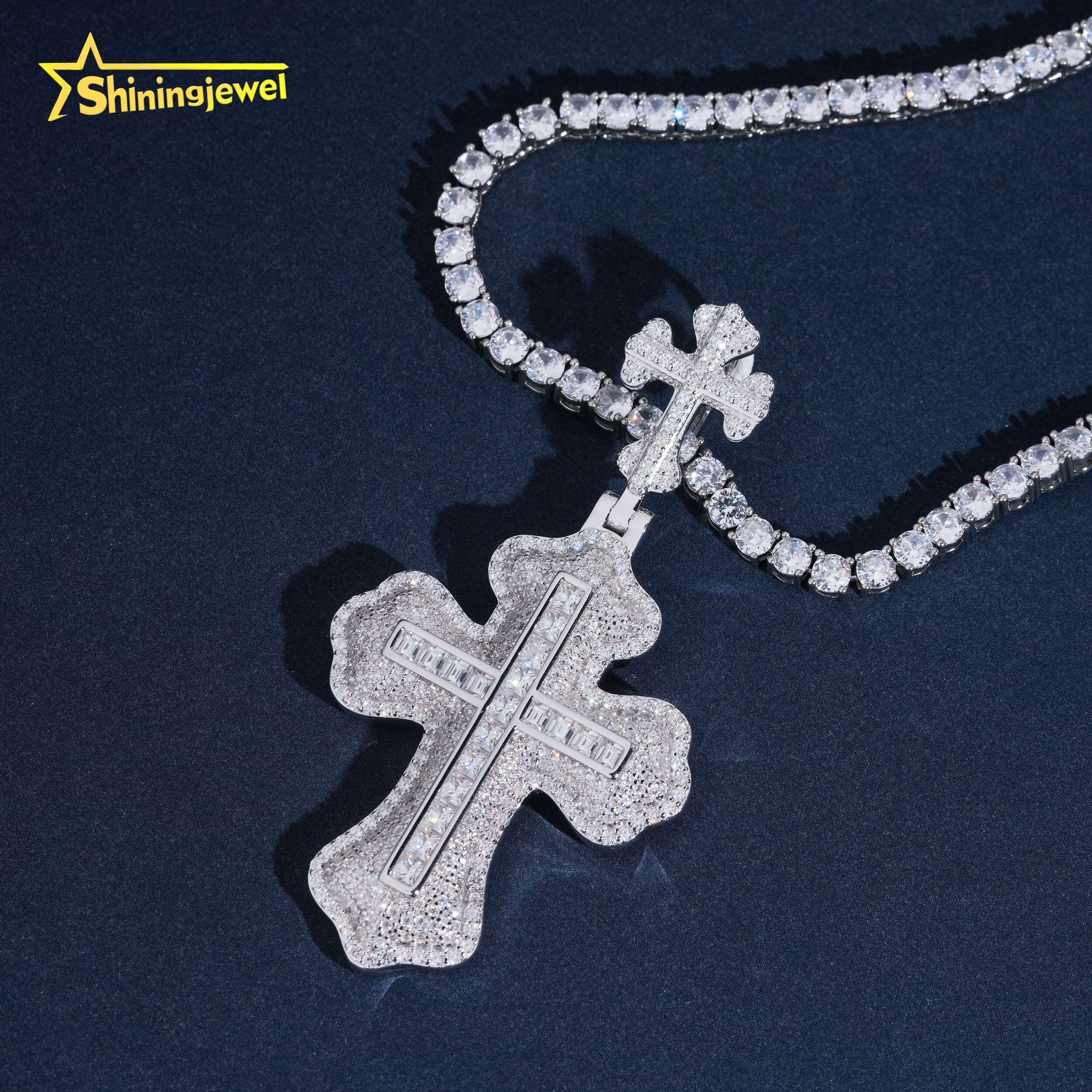 New Iced Out Hip Hop Pendant 925 Silver VVS Moissanite Cross Pendant GRA High Quality Custom Pendant Moissanite Fine Jewelry - view 3