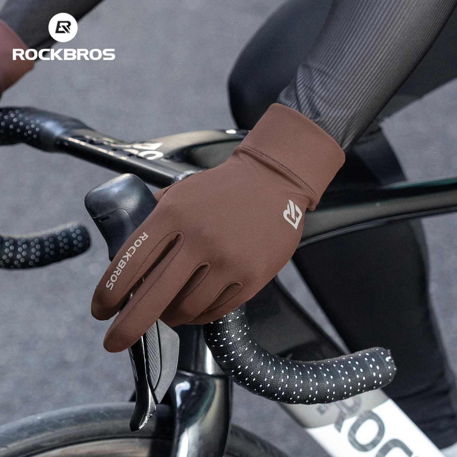 Autumn ROCKBROS Cycling Gloves Spring Bike Gloves Non-slip Long Finger Gloves Fleece Lining Warmer Gloves Windproof Riding Glove N260828