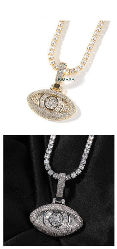 Eye Shape Moissanite Pendant 925 Silver Rhodium Plated Round Brilliant Cut Unisex Luxury Charm - view 5