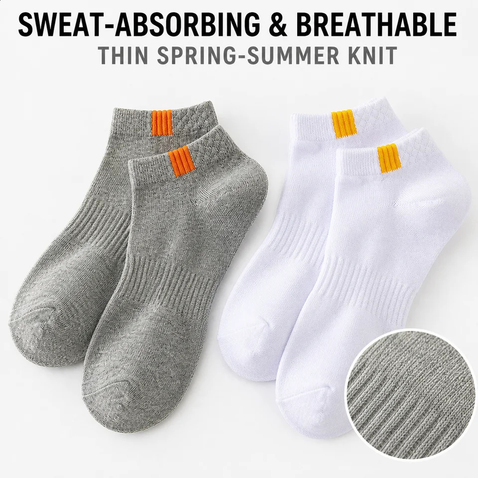 5 Pairs Mens Thin LowCut Ankle Socks Breathable Polyester Elastane Knit Casual Sports Boat One Size Mixed Colors 260828 - view 3