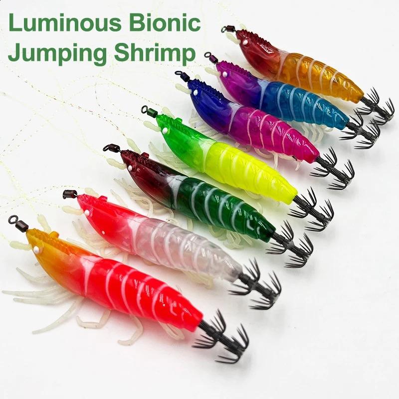 8910cm Luminous Squid Jigs Shrimp Bait Artificial Cuttlefish Squid Hook Fishing Lures Horizontal Egi Shrimp Jig Baits 260828 - view 3