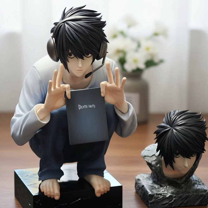15cm/6 Inch Death Note L Lawliet Figure Squatting Pose Dual Heads GK Statue Anime Model Toy Desktop Ornament PC Case Decor Gifts 26Y0829 - view 6