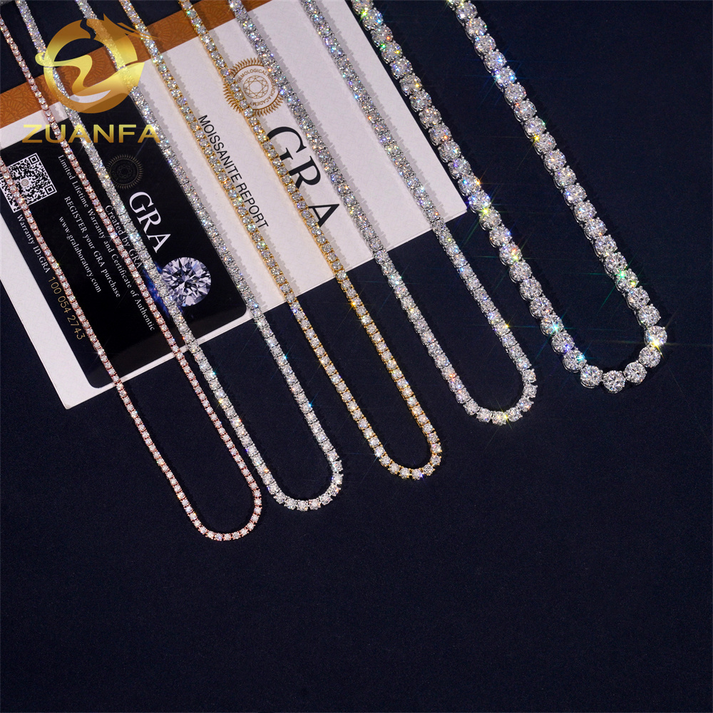 Pass Diamond Tetser 2mm 3mm 4mm 5mm 65mm 925 Silver Moissanite Diamond Tennis Necklace Fashion Jewelry for Men Women - view 6