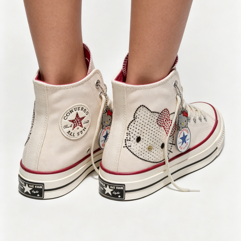 Converse Hello Kitty and Friends Chuck 70 Hi White Red Unisex High Top Canvas Shoes Comfortable Fit Classic Casual Daily Outdoor Street Sneakers For M - view 8