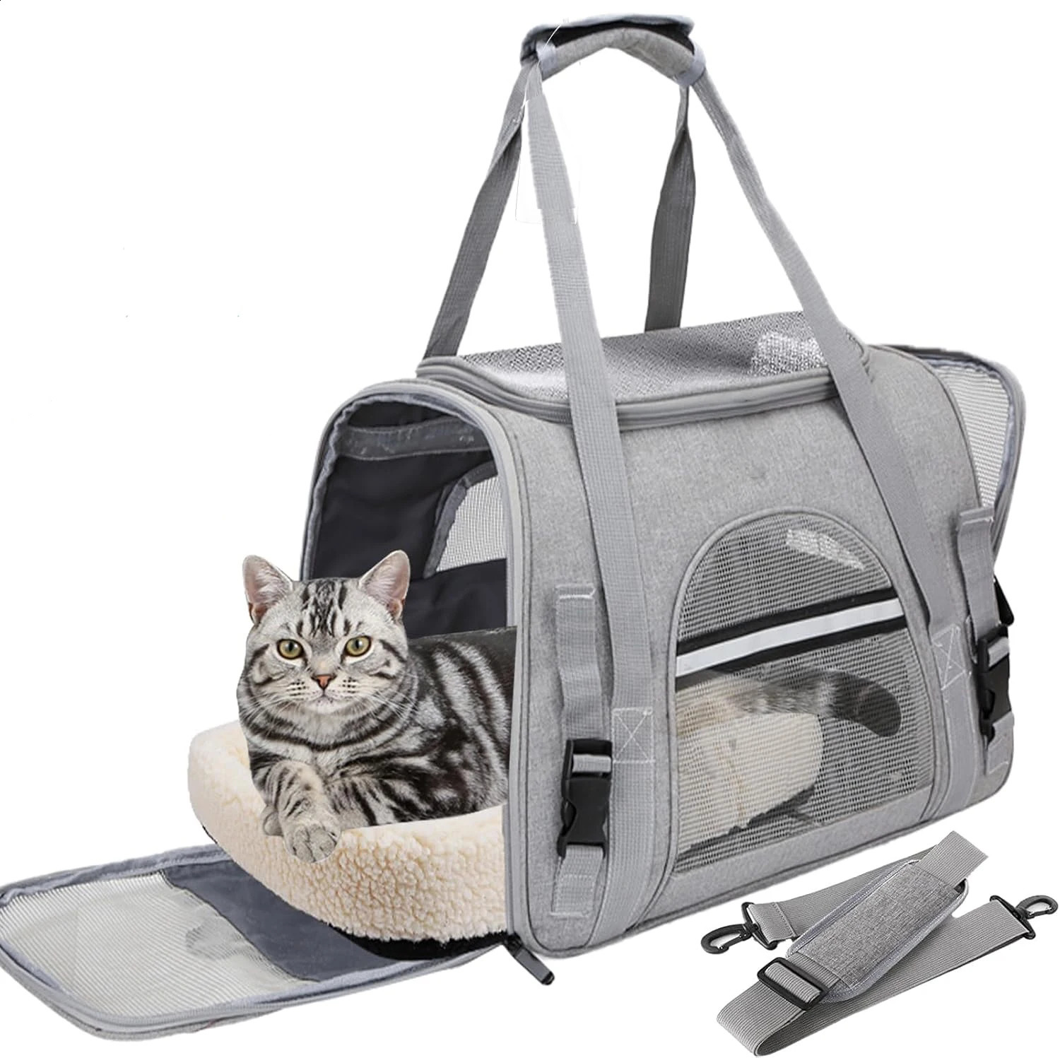Pet Carrier Bag Airline Approved Up for Cats and Dogs Up to 20LBs Soft Cat Carrier Dog Carrier Travel Kitten Carrier with Mat 260828 - view 1