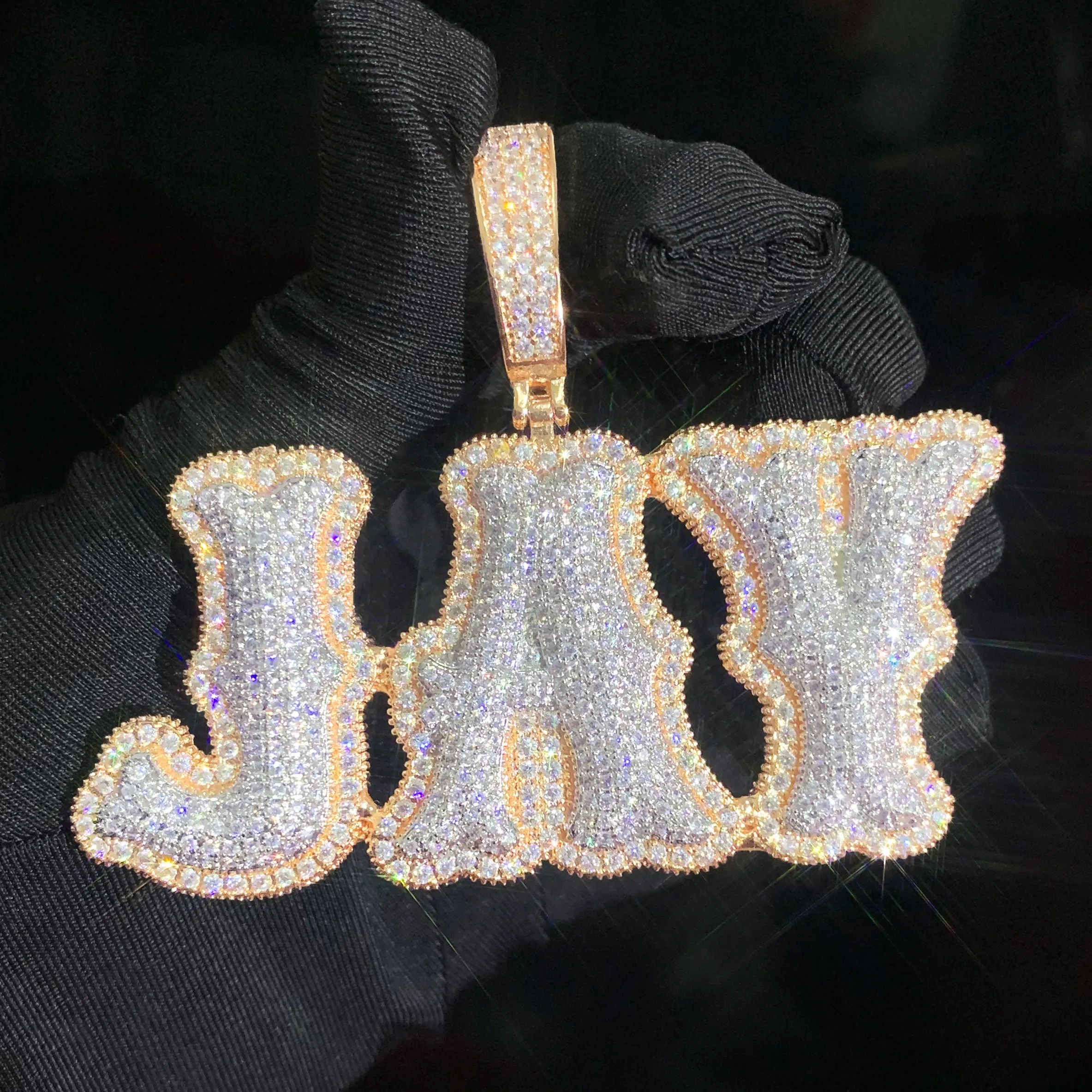Custom Double Letter Name Pendant Necklace Trendy Iced Out MoissaniteVVSia with Gold Silver Color for Men Women Hip Hop Jewelry - view 4