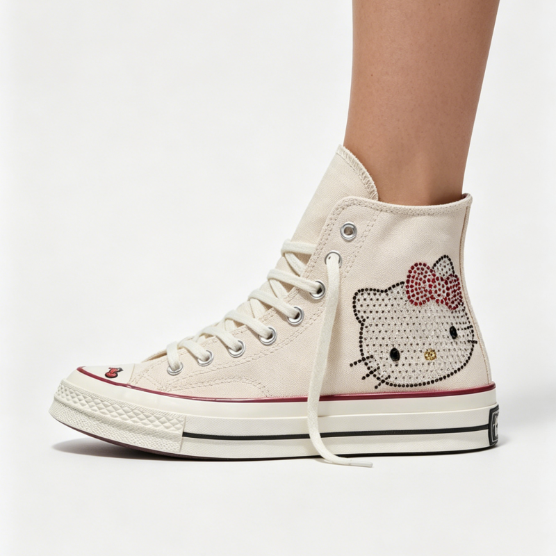 Converse Hello Kitty and Friends Chuck 70 Hi White Red Unisex High Top Canvas Shoes Comfortable Fit Classic Casual Daily Outdoor Street Sneakers For M - view 7