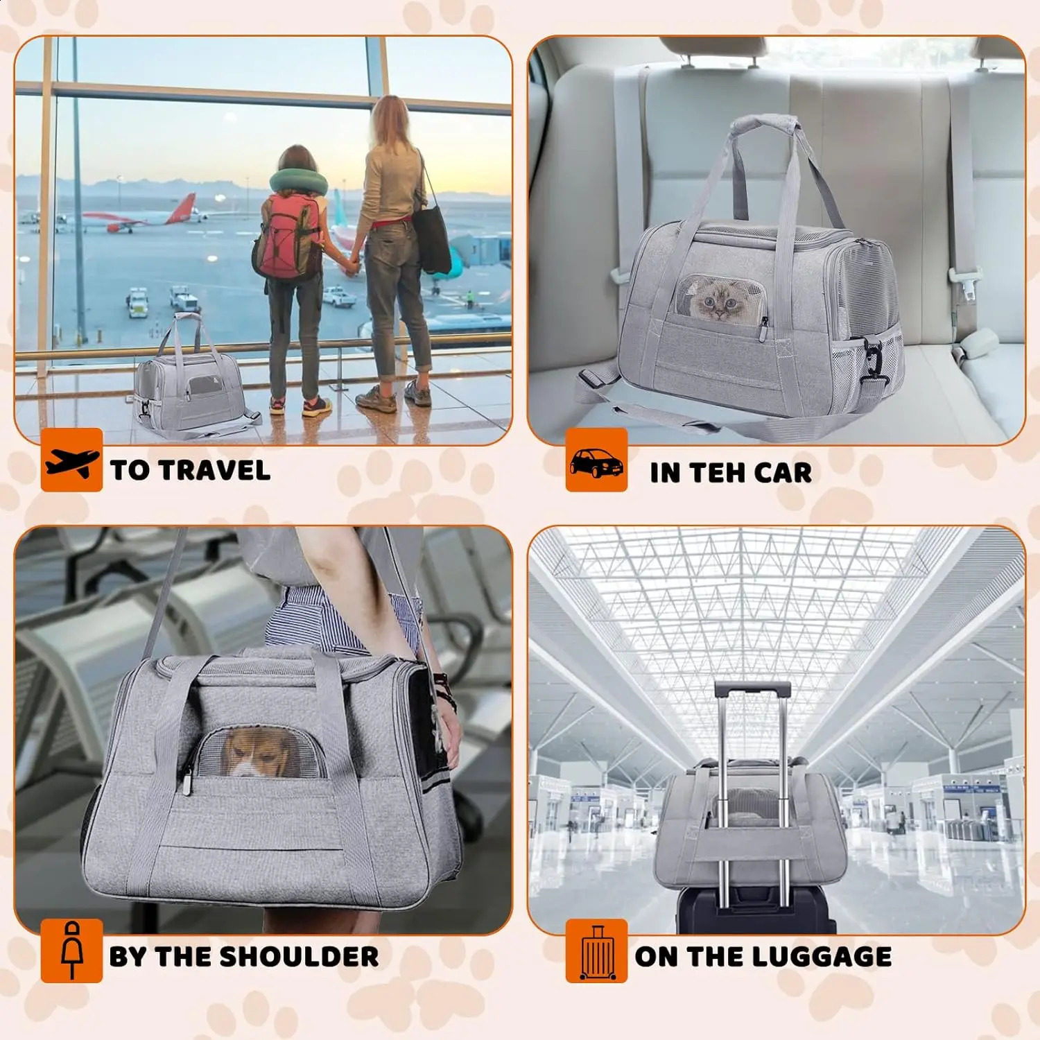 Pet Carrier Bag Airline Approved Up for Cats and Dogs Up to 20LBs Soft Cat Carrier Dog Carrier Travel Kitten Carrier with Mat 260828 - view 7