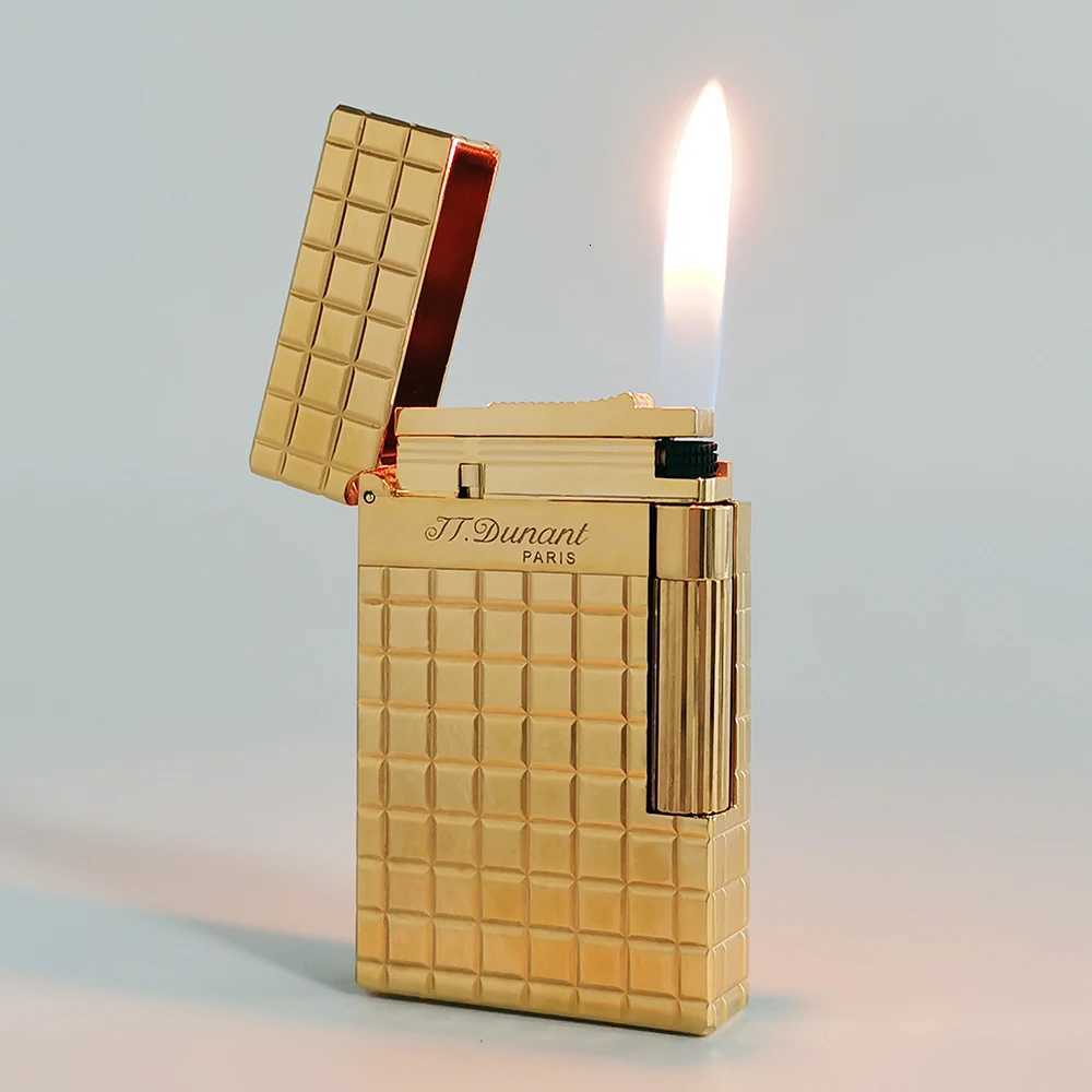 Cigarette Gas New Ligne Lattice 2 Lighter Refillable Smoking Classic Ping Sound Cigar Outdoor Men Memorial GiftN260829