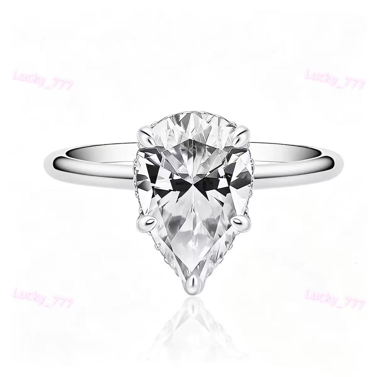 3CT Pear Cut Lab Diamond F-VVS2 Engagement Ring with Hidden Halo 18K IGI Certified Diamond Solid Gold Ring - view 4
