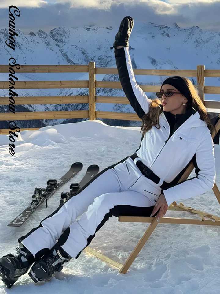 Women Fashion Jumpsuit Warm Patchwork Winter Belt Zipper Hooded Slim Fit Ski Suit Lady New Casual Holiday Skiing Outfit 2026 C260829 - view 4